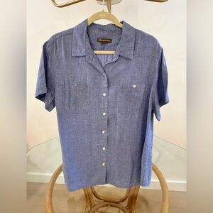 Tommy Bahama Linen Blue Casual Button-Down Shirt Women’s